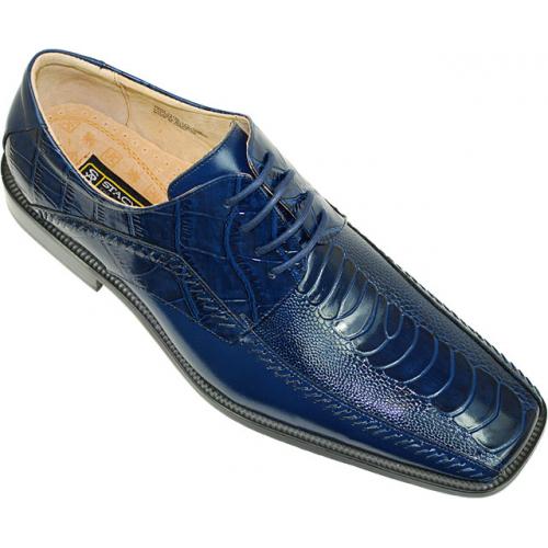 Stacy Adams "Fulbright" 24549 Royal Blue Alligator / Ostrich Print Shoes